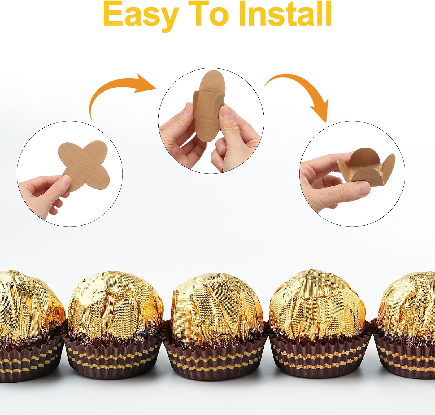 uxcell 200Pcs Chocolate Paper Wrappers, Chocolate Cups Liners Candy Cups for Muffins, Cupcakes, White image 4