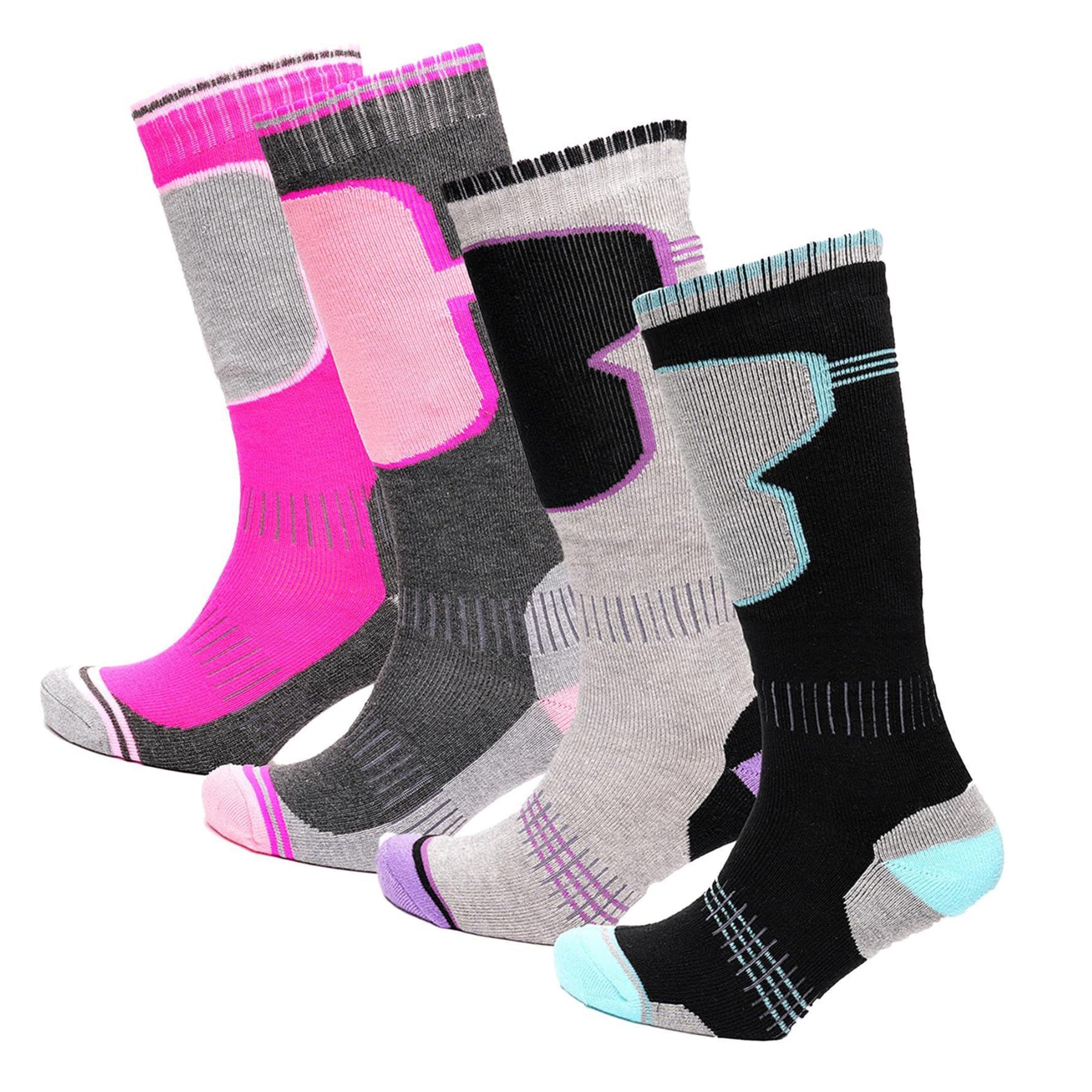 A2z Women's 4 Pack Thermal Skiing Knee High Socks Stylish Durable - Socks Lds Az7611 4-8