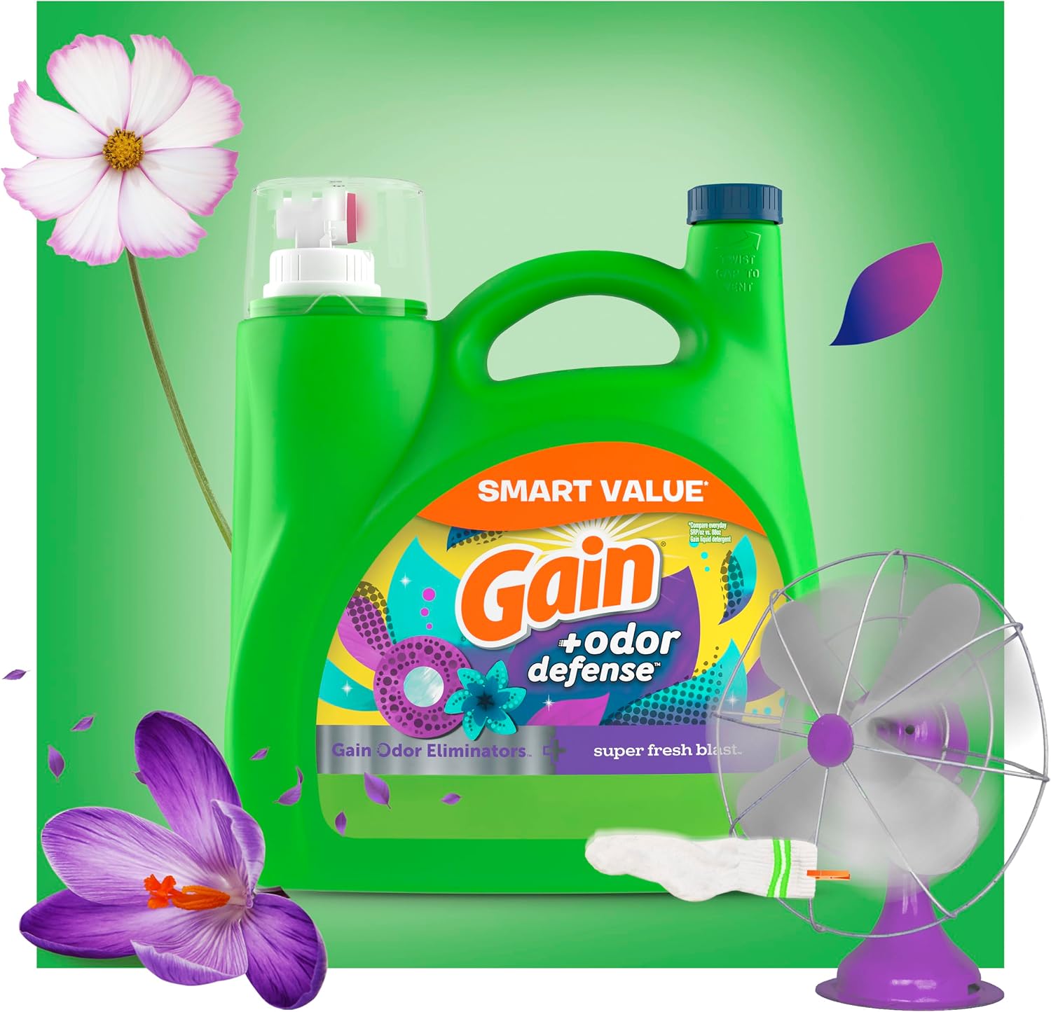 Gain + Odor Defense Liquid Laundry Detergent, Super Fresh Blast Scent, 107 photo 7