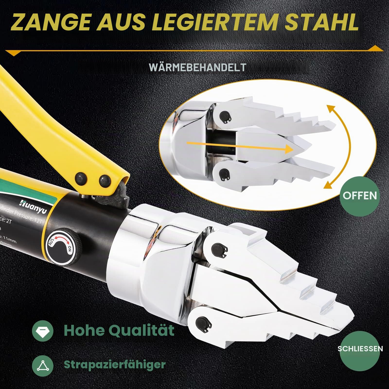 Huanyu Hydraulischer Flanschspreizer 12T Druck Manuell Tragbar Hydraulischer Flanschspreizer Expander Max Expansion 55mm Arbeitssparend für Pipeline Wartung Bau Ventil Ersatz(YQ-55)