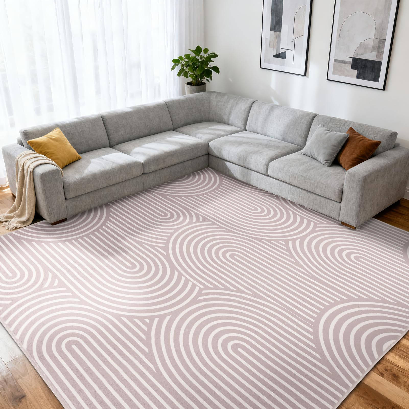 Wohnzimmerteppich 200x280 cm, waschbarer geometrischer Teppich fürs Schlafzimmer, kurzflorig, weich und rutschfest, abstrakter großer Teppich für Klassenzimmer, Esszimmer, Büro, Kinderzimmer, Blau