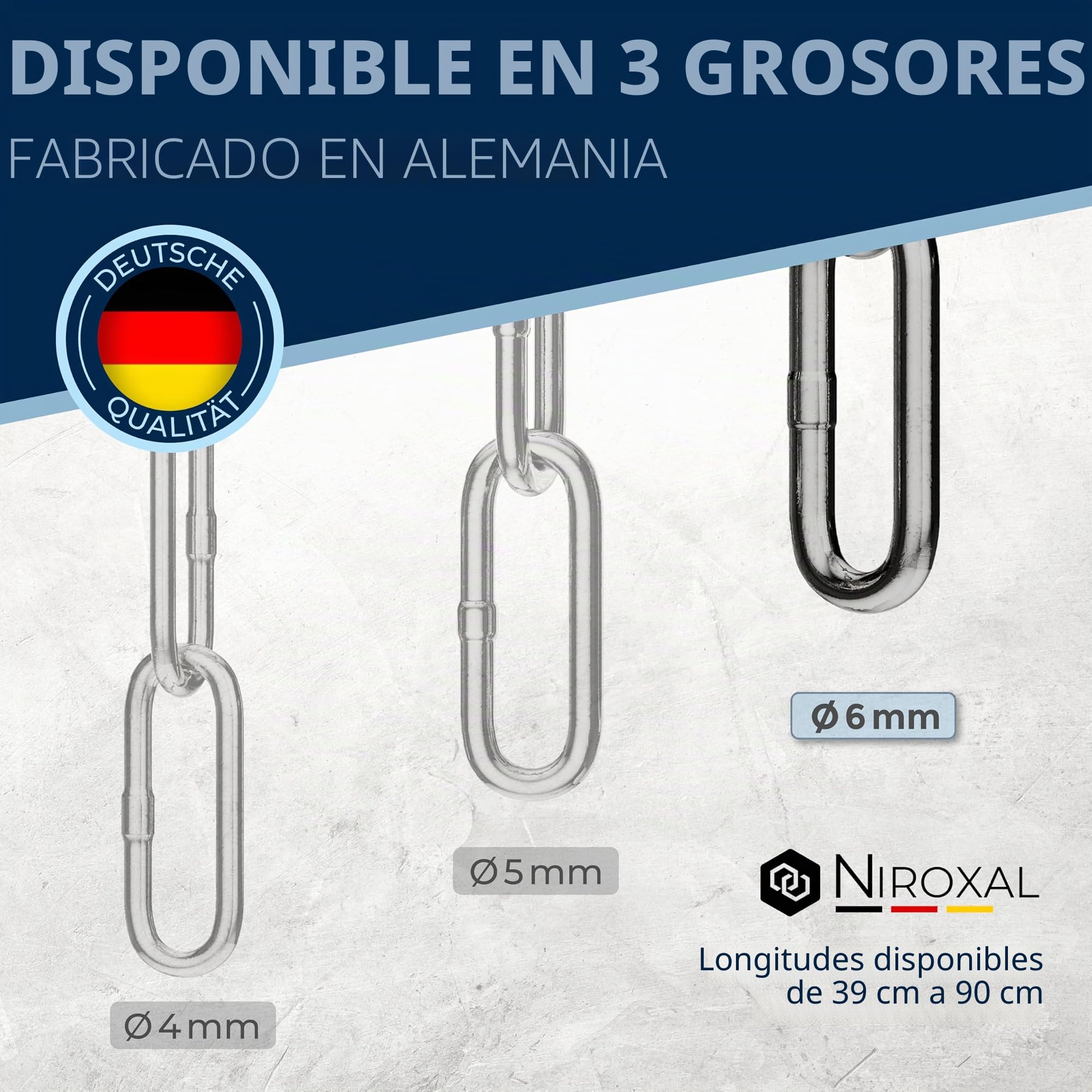 Collar de Cadena para Perro de Acero Inoxidable con limitador de Ajuste – eslabones Largos – 6 mm x 78 cm