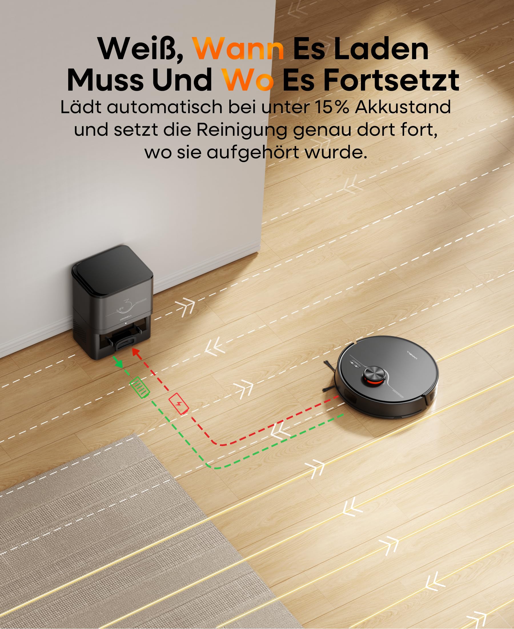 Saugroboter mit Wischfunktion 8000Pa, 200Min Laufzeit Staubsauger Roboter mit Absaugstation 3.5L,LiDAR Navigation, 4-in-1 Saug und Wischroboter für Teppich Tierhaare Böden, APP Steuerung