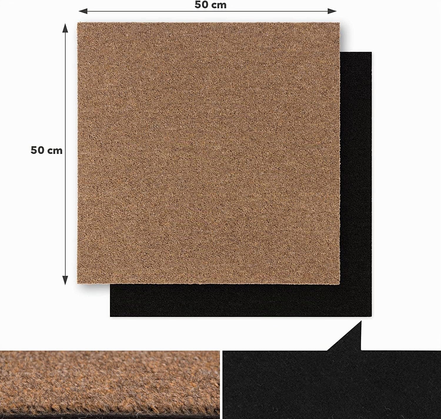 casa pura - Moscou - Dalle Moquette bouclée 50X50 - Revêtement Isolant Mur/Sol - Moquette autoplombante pour Salon, Chambre, Bureau - différentes Couleurs - Beige, 24 Pièces - 6 m²