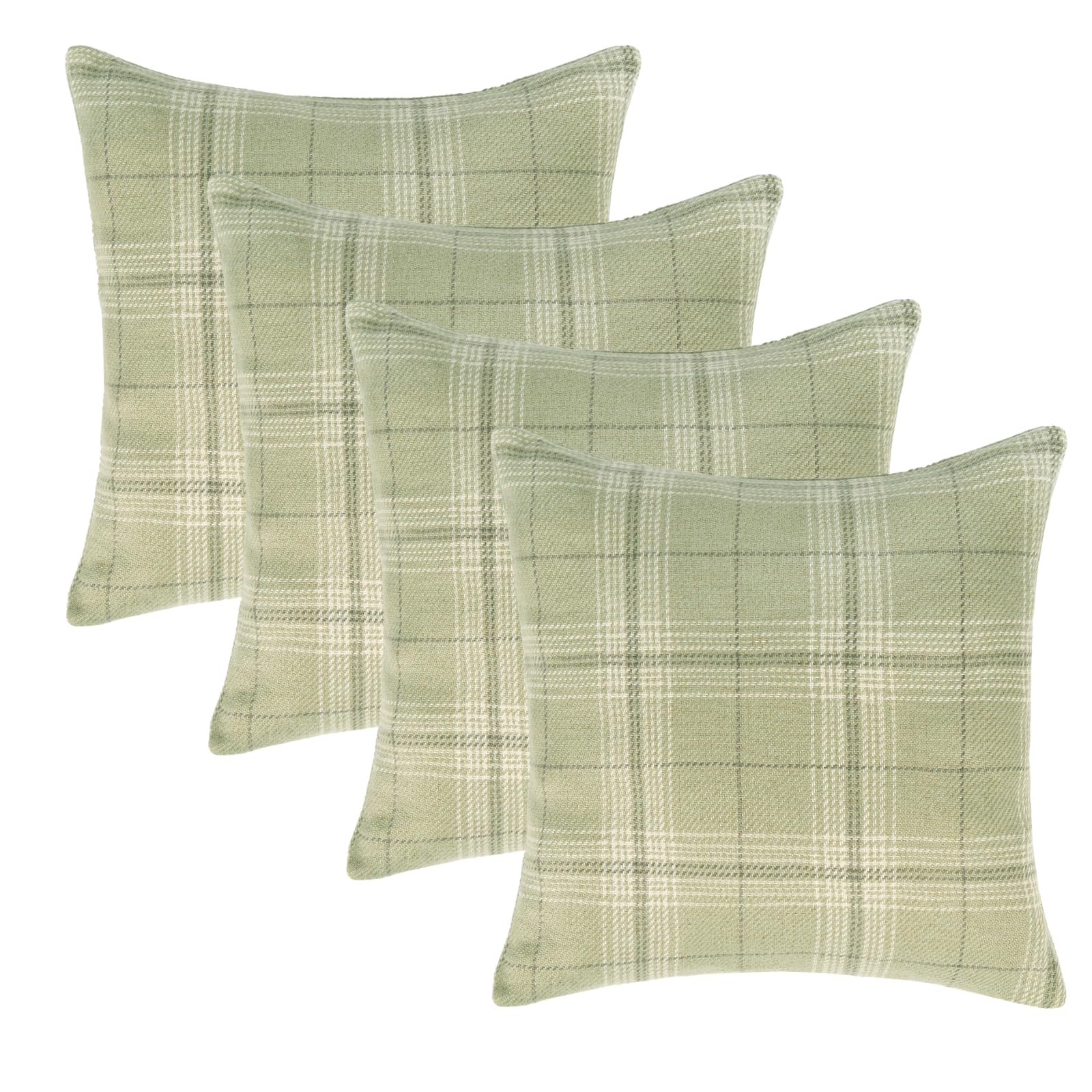 OHS 4 Pack Woven Check Cushion CoversSage45X45Cm from B&Q