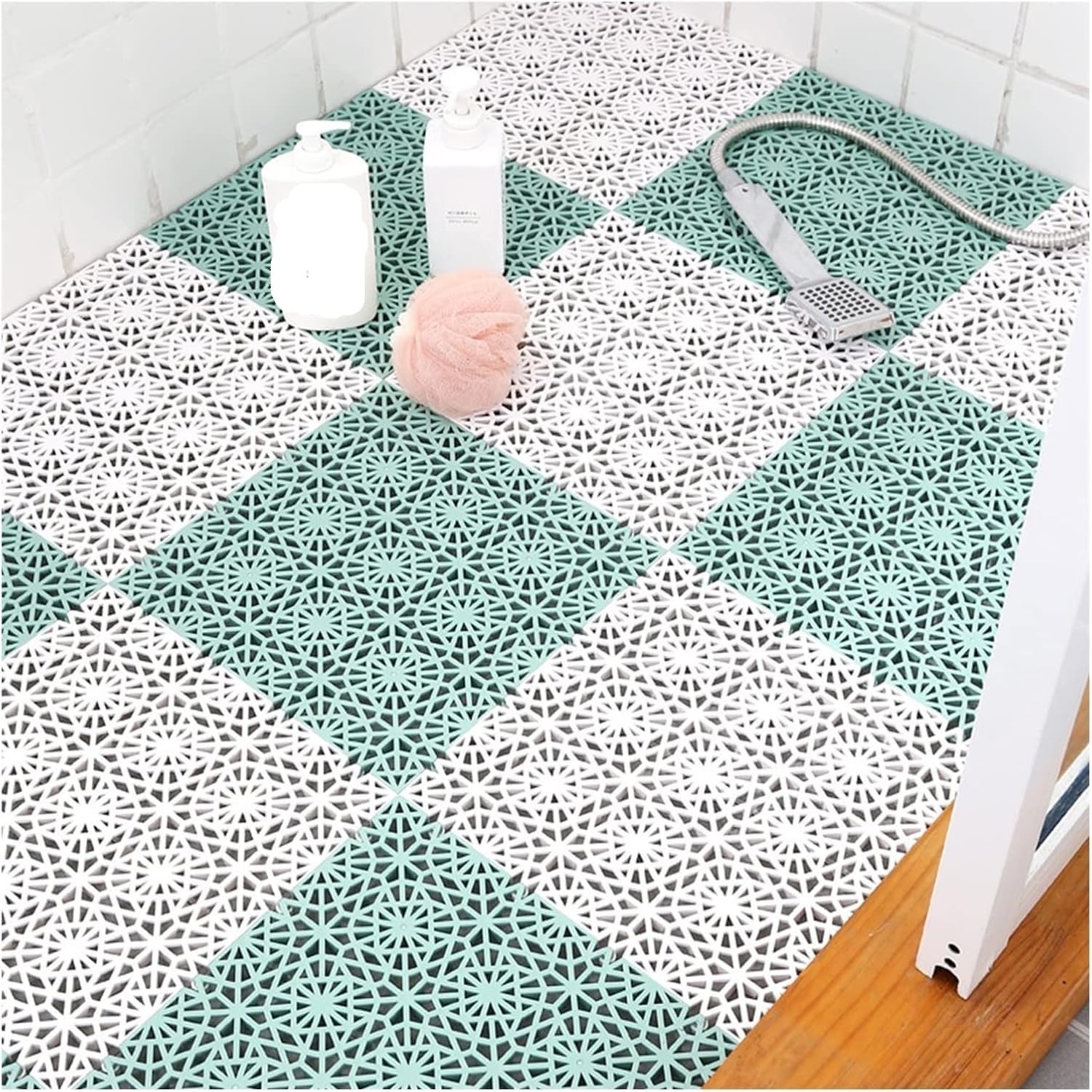 Tapis de salle de bain antidérapant avec trou de drainage en PVC modulable