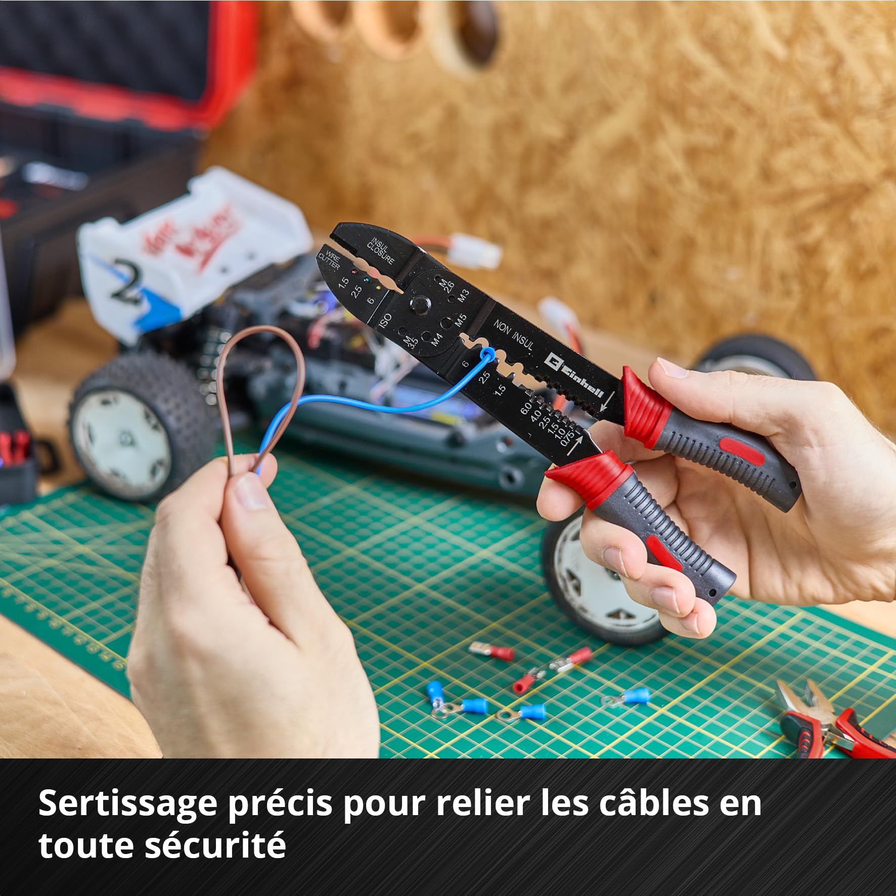 Original Einhell E-Case coffret à outils 153 pièces hobby (DIY, kit réparation électronique, pinces d’électricien, set de cosses de câble, brosse métallique main, limes, serre-joints, coffret système)
