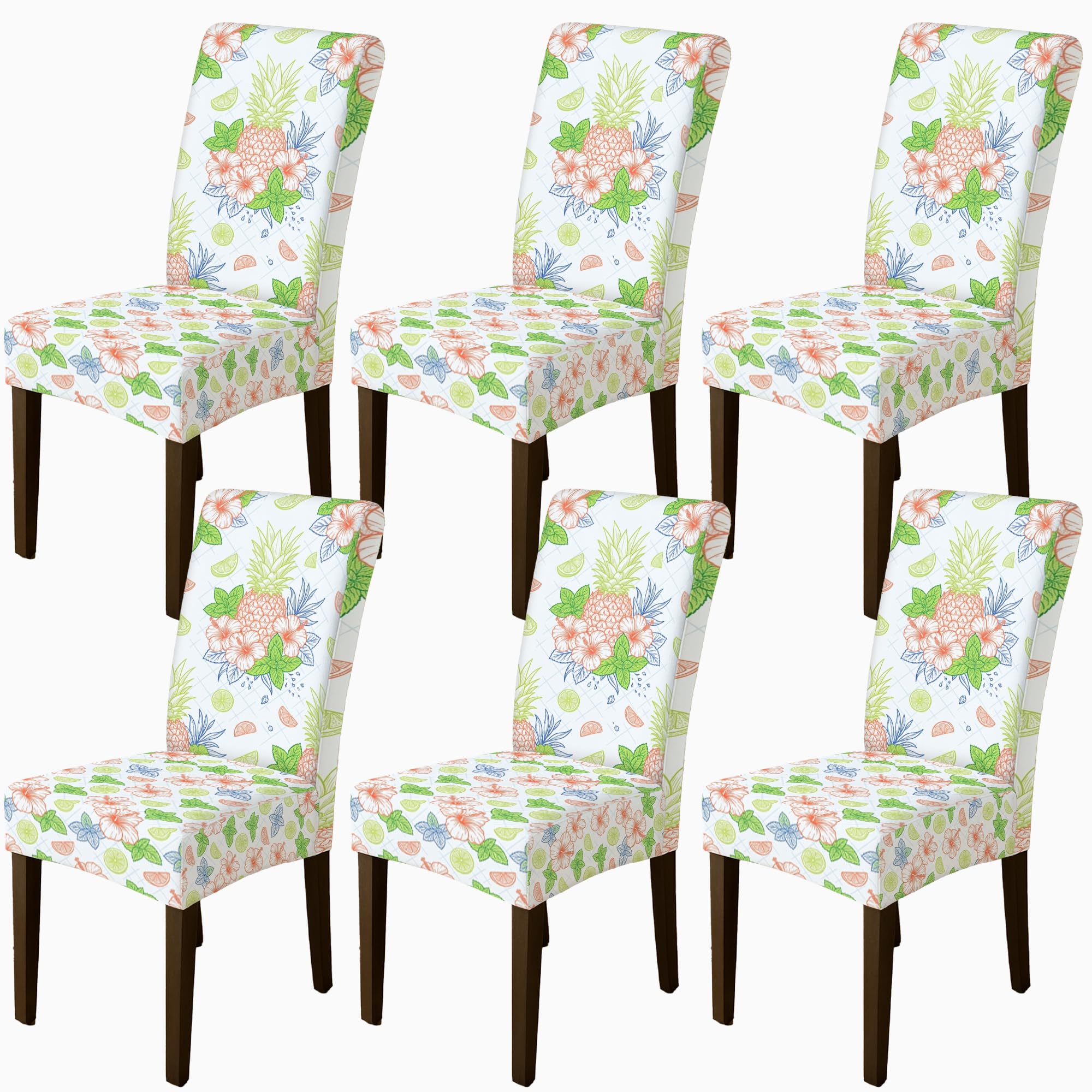 Housses de chaise pour salle à manger et cuisine, lot de 6 pièces vert d'été
