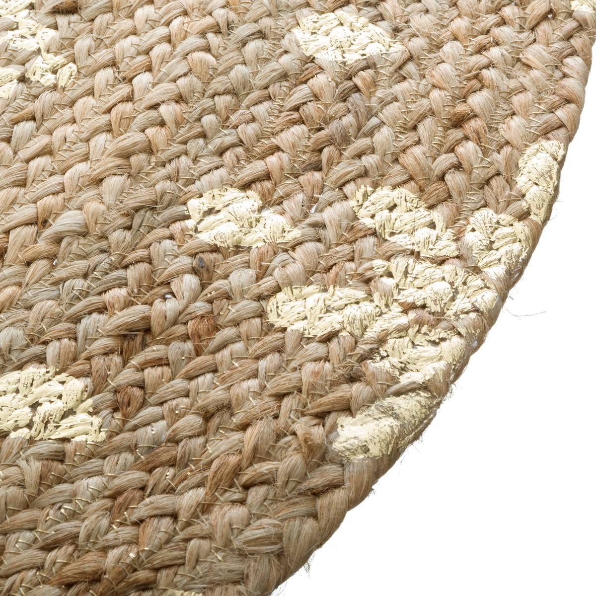 Atmosphera - Tappeto Rotondo, in Iuta con particolari dorati, Diametro: 115 cm, Jute/Doré, cm