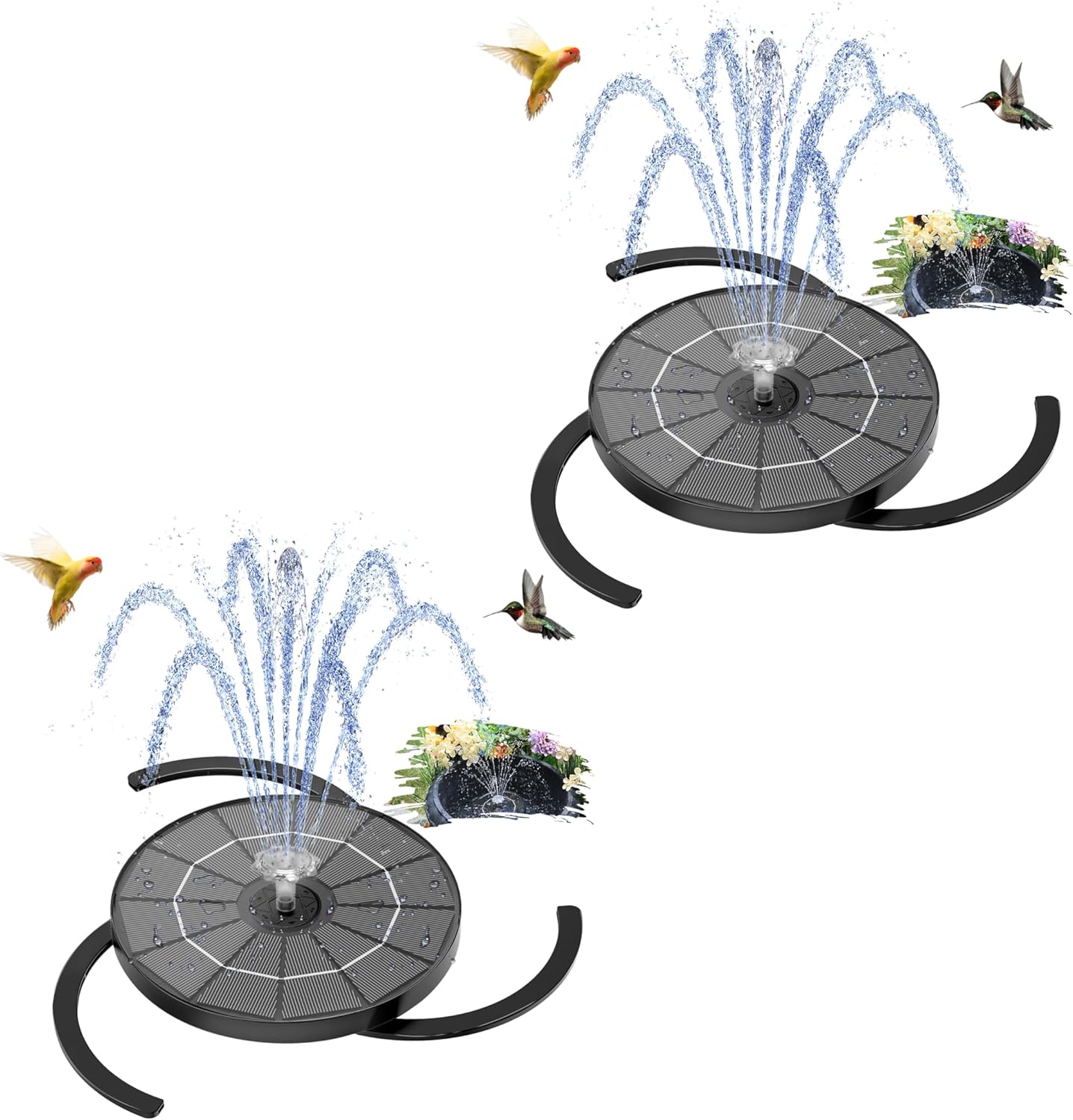AISITIN 3.5W Solar Fountain for Bird Bath Upgraded 2026, Solar Water Fountain Kit with 3 Fixed Bracket & Multiple Nozzles & Storage Interface for Bird Bath, Garden, Pond, Pool and Outdoor, 2 Pieces