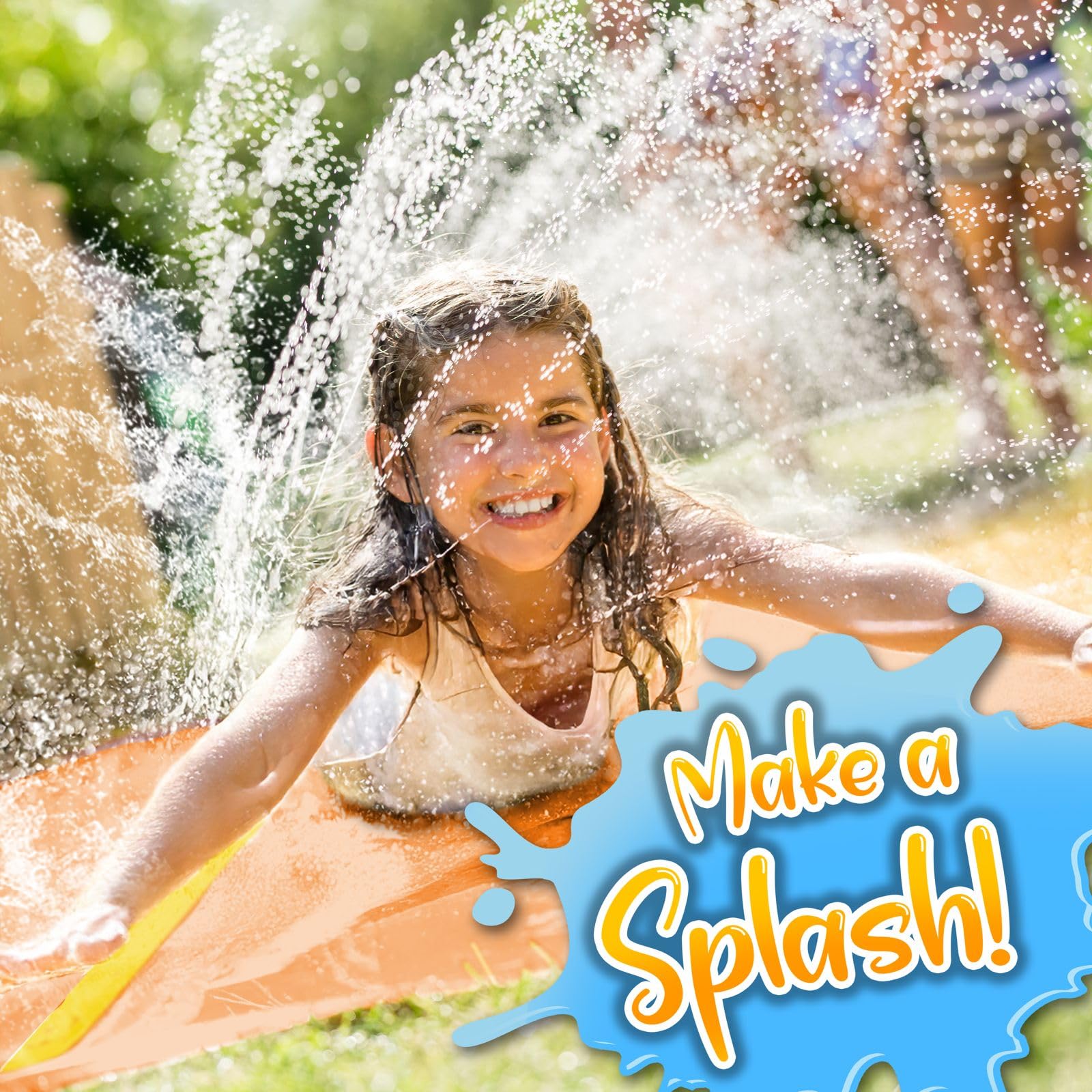 18 x 5 pies – Salpicaduras y tobogán deslizante, toboganes acuáticos para niños – Tobogán acuático para niños al aire libre divertidos juguetes acuáticos de verano, actividades acuáticas para 5