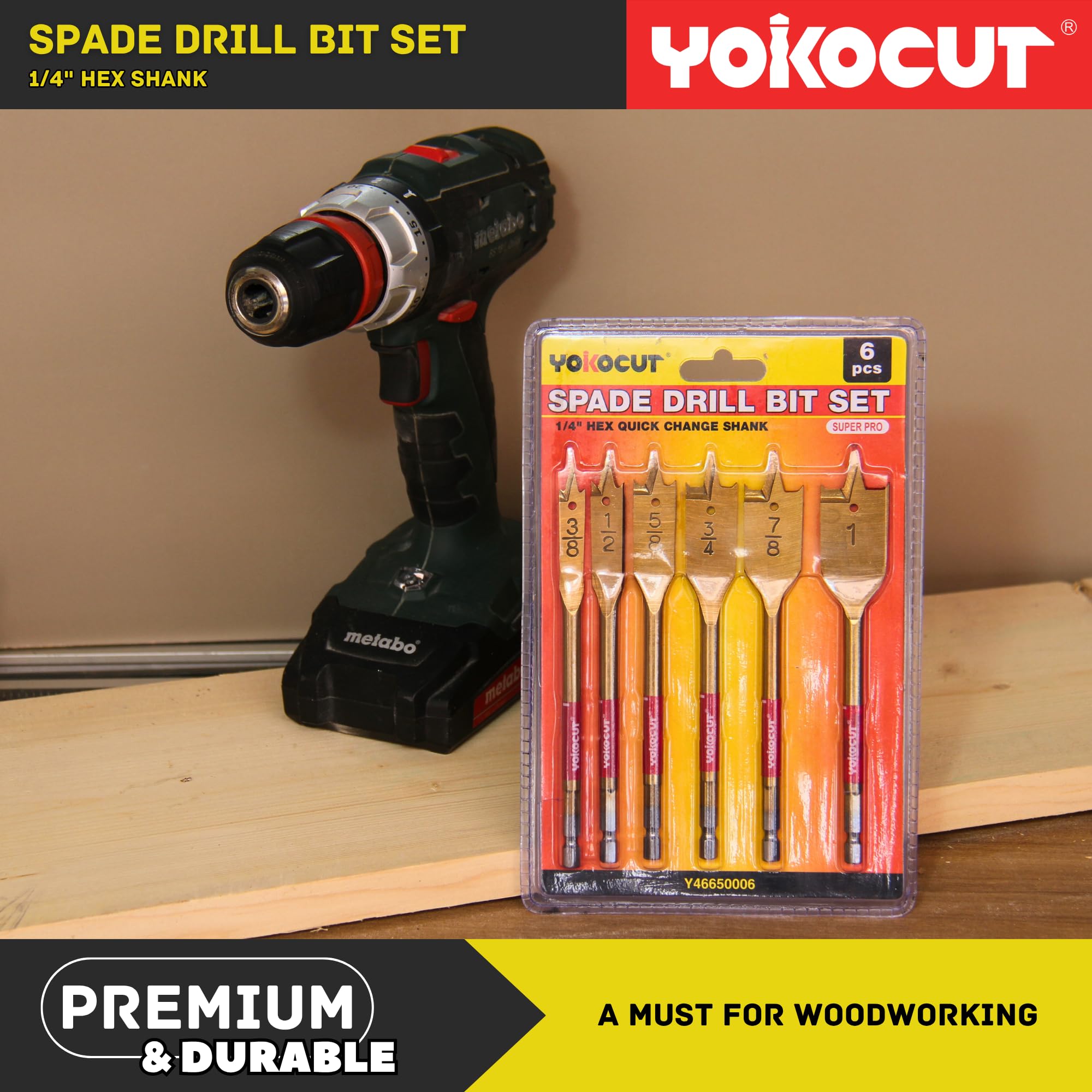Spade Drill Bits Set - 6PCS Wood Hole Cutter -5