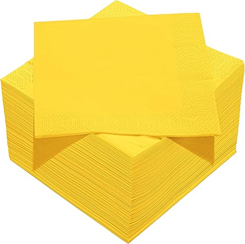 Miniatura 2 de Servilletas amarillas de papel desechables de 3 capas, para cóctel, bodas, cumpleaños, hechas en la UE, (125 unidades)