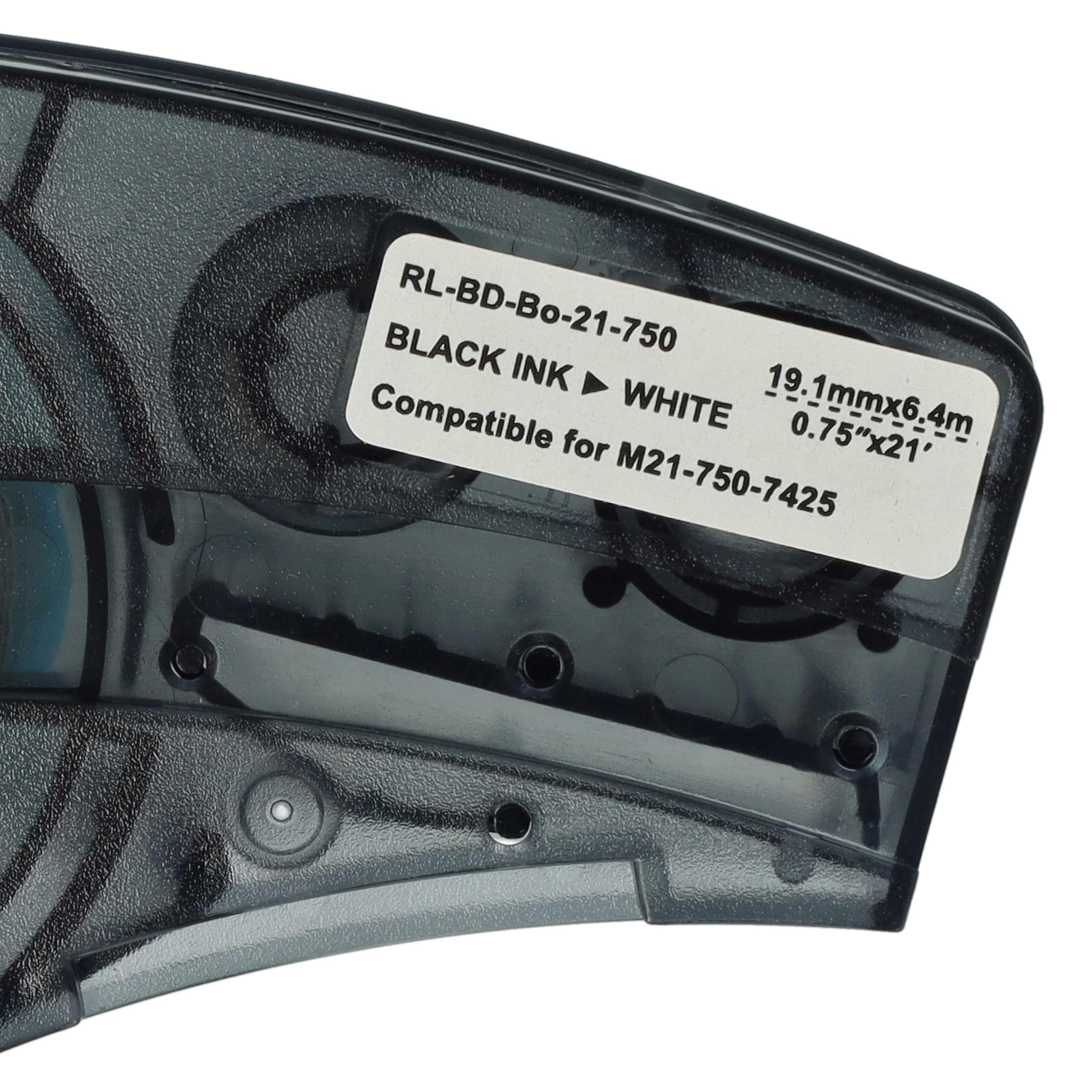 vhbw 5x Cassetta nastro compatibile con Brady M211 etichettatrice 6,4m x 19,05 mm nero su bianco, polipropilene