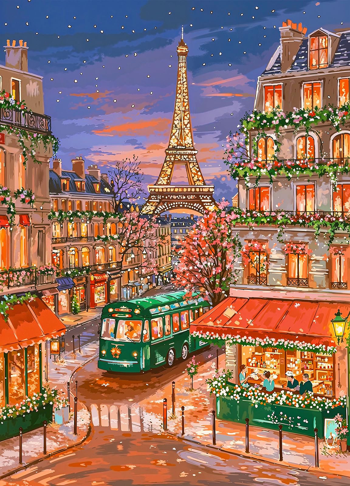 Paris Night 500 Piece Jigsaw Puzzles for Adults Parisian Street Eiffel Tower Jigsaws for Adults 500 Pieces Puzzle โ image 1