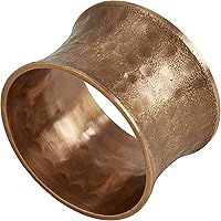 SARO Lifestyle Hammered Dark Gold Napkin Rings Set of 4 - Elegant Brass Vintage Table Accents, 1.75" Diameter