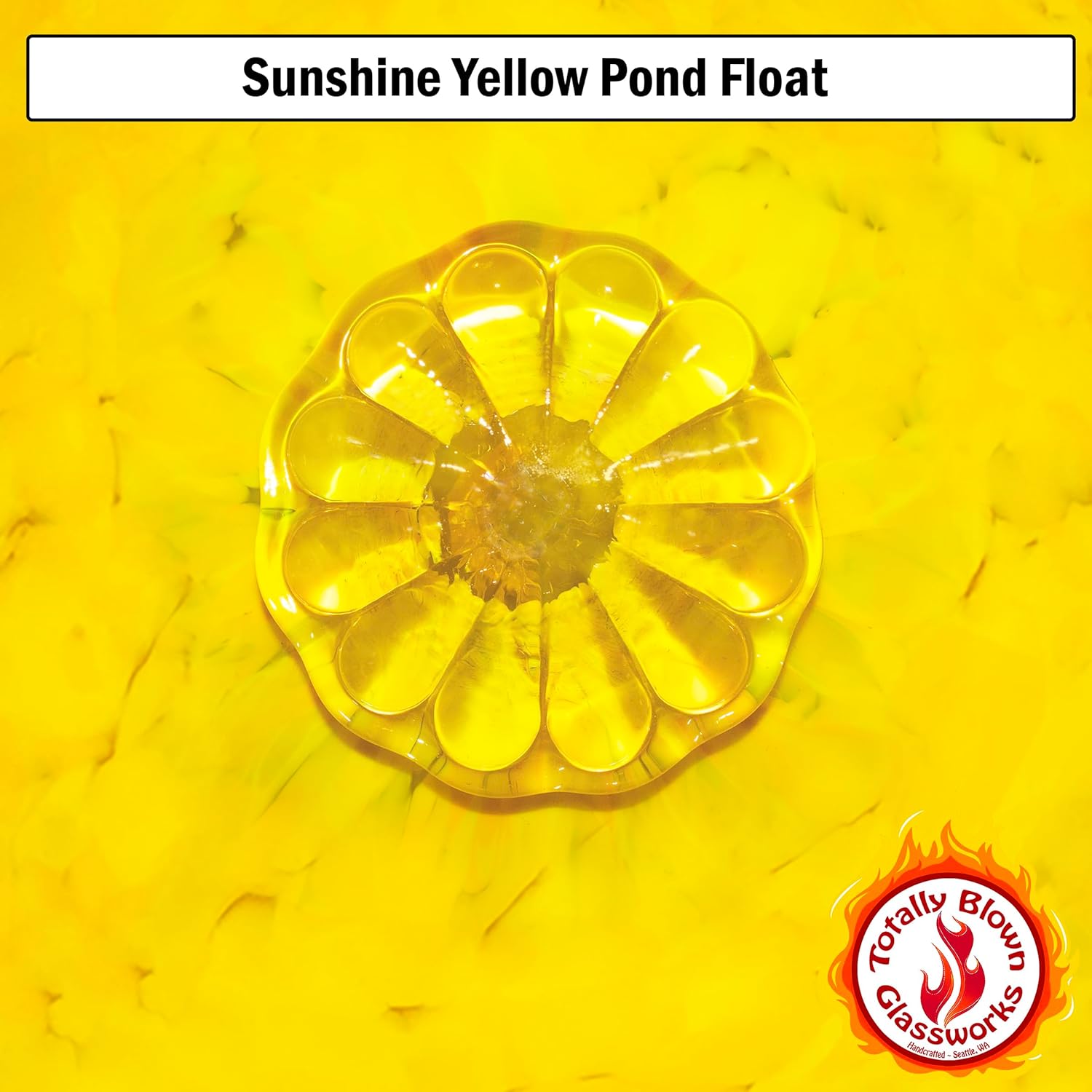 Totally Blown Glassworks Pond Float. Handmade Blown Glass, Garden Gazing Ball, Table Centerpiece, Assorted sizes available. Home and Patio Decor. Artist Dehanna Jones. Seattle, WA. (Sunshine Yellow)