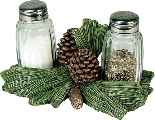 Rivers Edge Products Juego de salero y pimentero, dispensador único de especias de poliresina y vidrio, decoración de encimera de cocina, piña