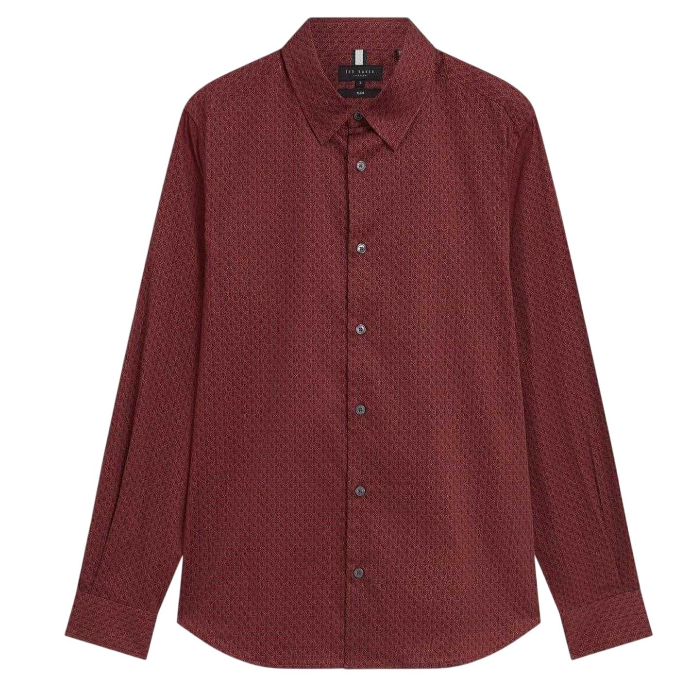 Ted Baker Men's Red Long Sleeve Geometric Patterned Shirt in Size 2XL, Sports Direct