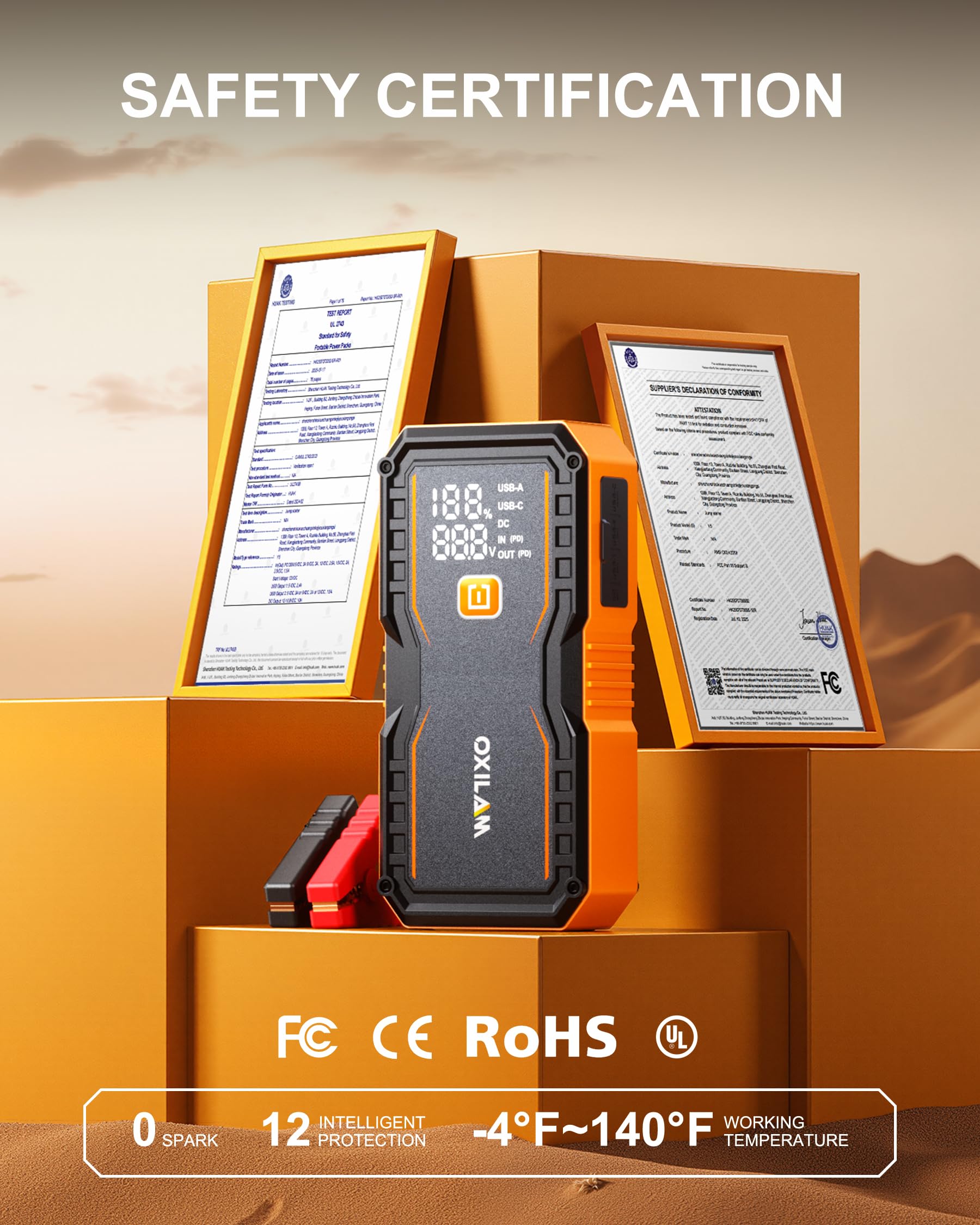 OXILAM 24000mAh Jump Starter for All Gas Diesel Engines 10000A Battery Jumper Starter Portable 12V Jump Box with — view 3