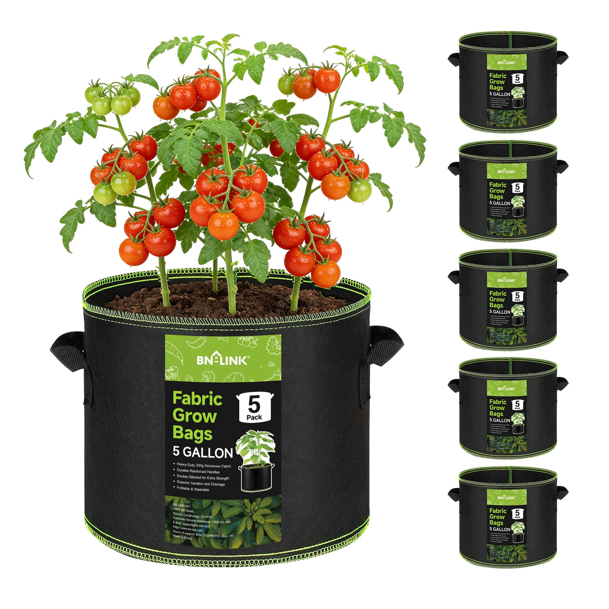 BN-LINK 5-Pack 5 Gallon Grow Bags