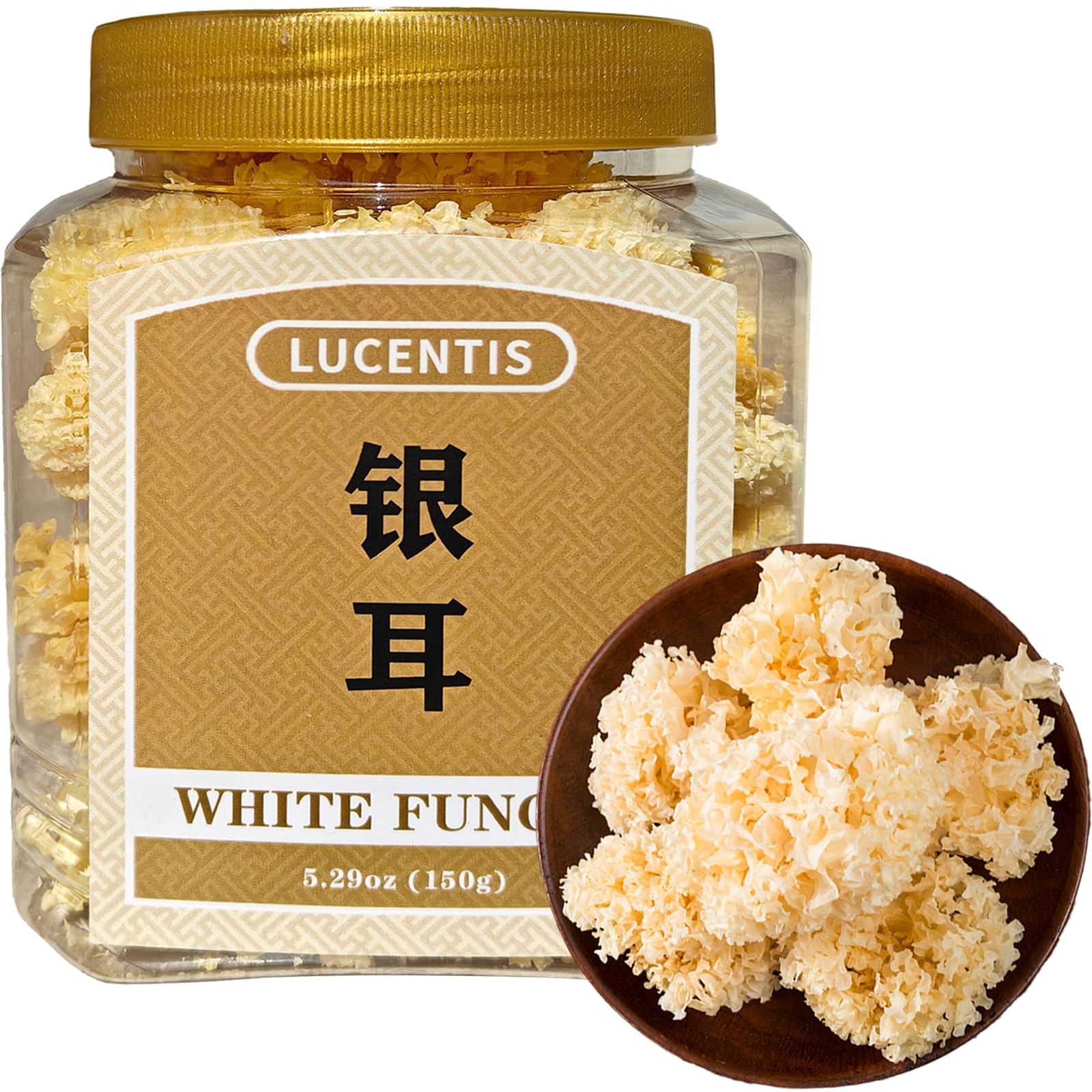 White Fungus (Tremella Fuciformis), Wood-Grown Snow Mushroom – 150g / 5.29oz Dried Tremella, Small Silver Ear for Soup and Dessert – Natural, Tender & Nutrient-Rich, 椴木小银耳