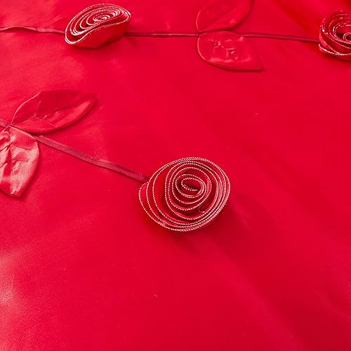 Miniatura 4 de Tache Home Fashion VEHY4174-K - Juego de ropa de cama con edredón con volantes, tamaño King, color rojo