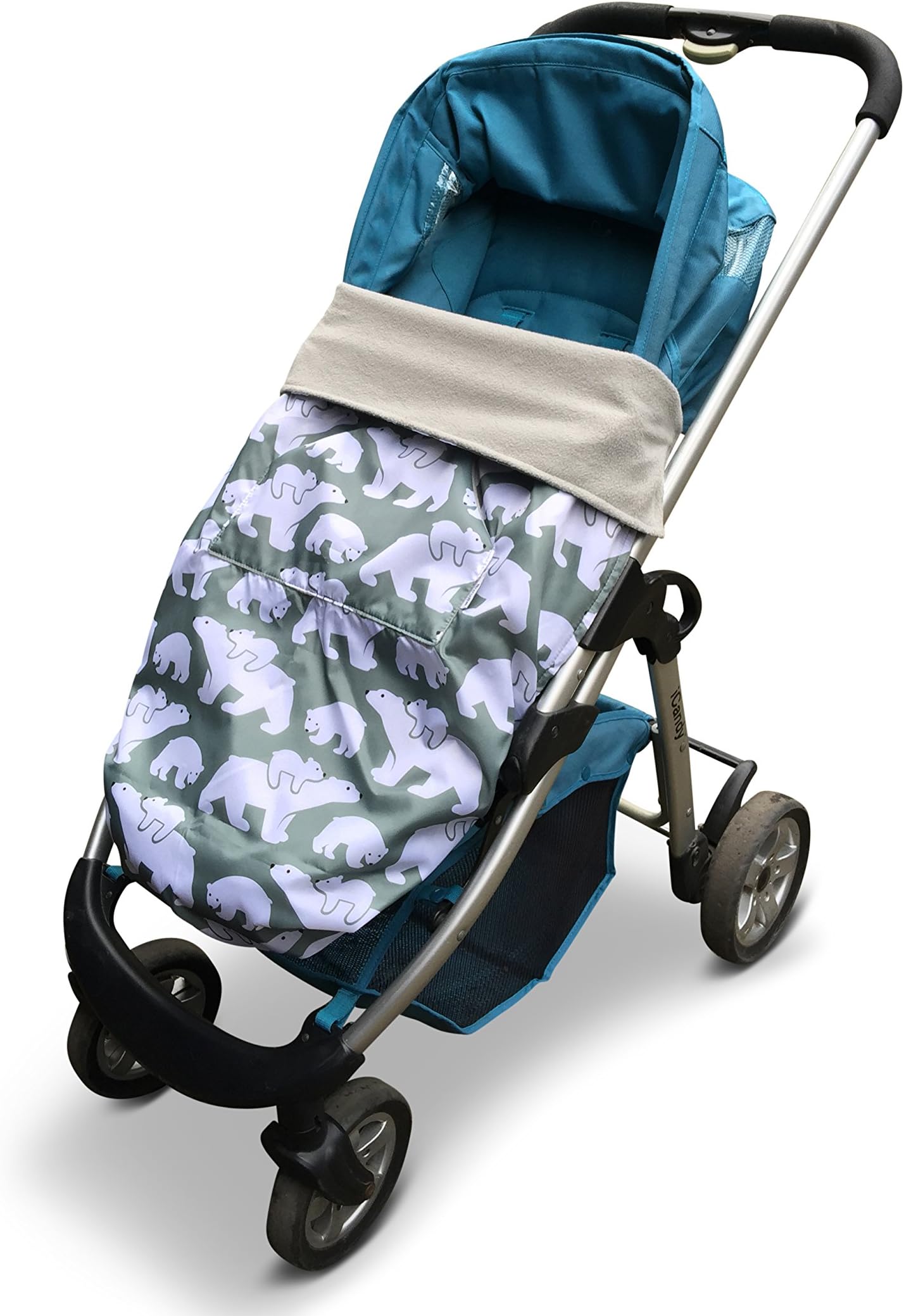 BundleBean - GO Multi-use Waterproof Footmuff (Polar Bear) - Use as Pushchair, Carrier, Sling, Car Seat Cover, Opens as Playmat, Universal Fit & Extends to Fit Newborn to 4 Years Old