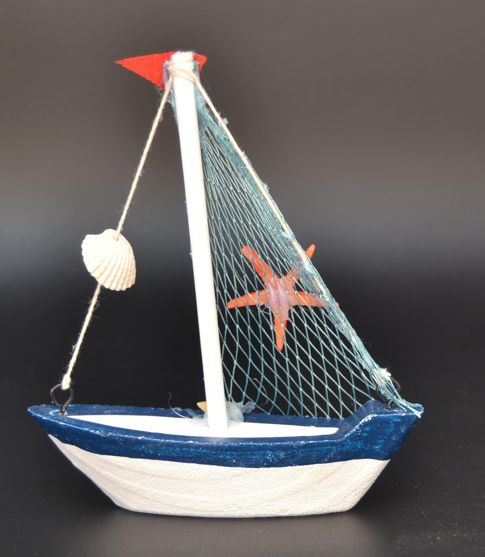 Z&H Redes DE Pesca - Barco Decorativo Miniatura, Estilo Marinero, Accesorios Baño, 13X11CM