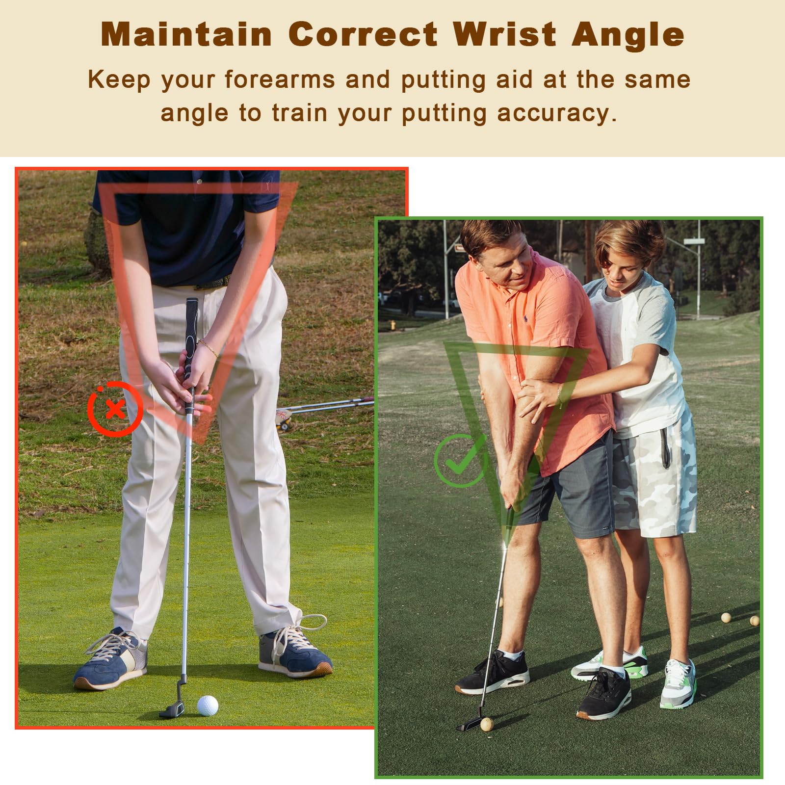 Golf Putting Aids - Keopuals Golf Putting Training Aid Portable Wrist Holder Tool for Golfers for All Ages and Skill Levels, Attaches to Any Putter Shaft (Orange 1 Pack)