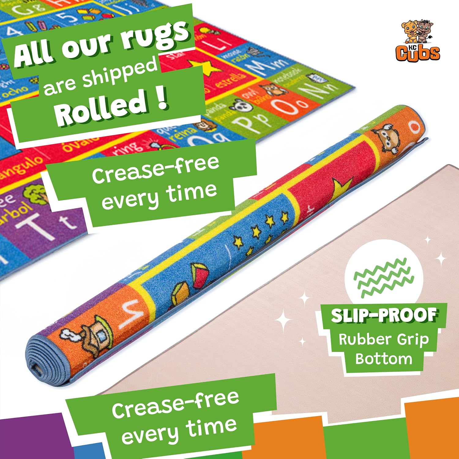KC Cubs Bilingual Educational Kids Rug – English & Spanish ABC Alphabet, Numbers & Shapes Mat – Language Learning Carpet for Classroom & Playroom 3x5 image 3