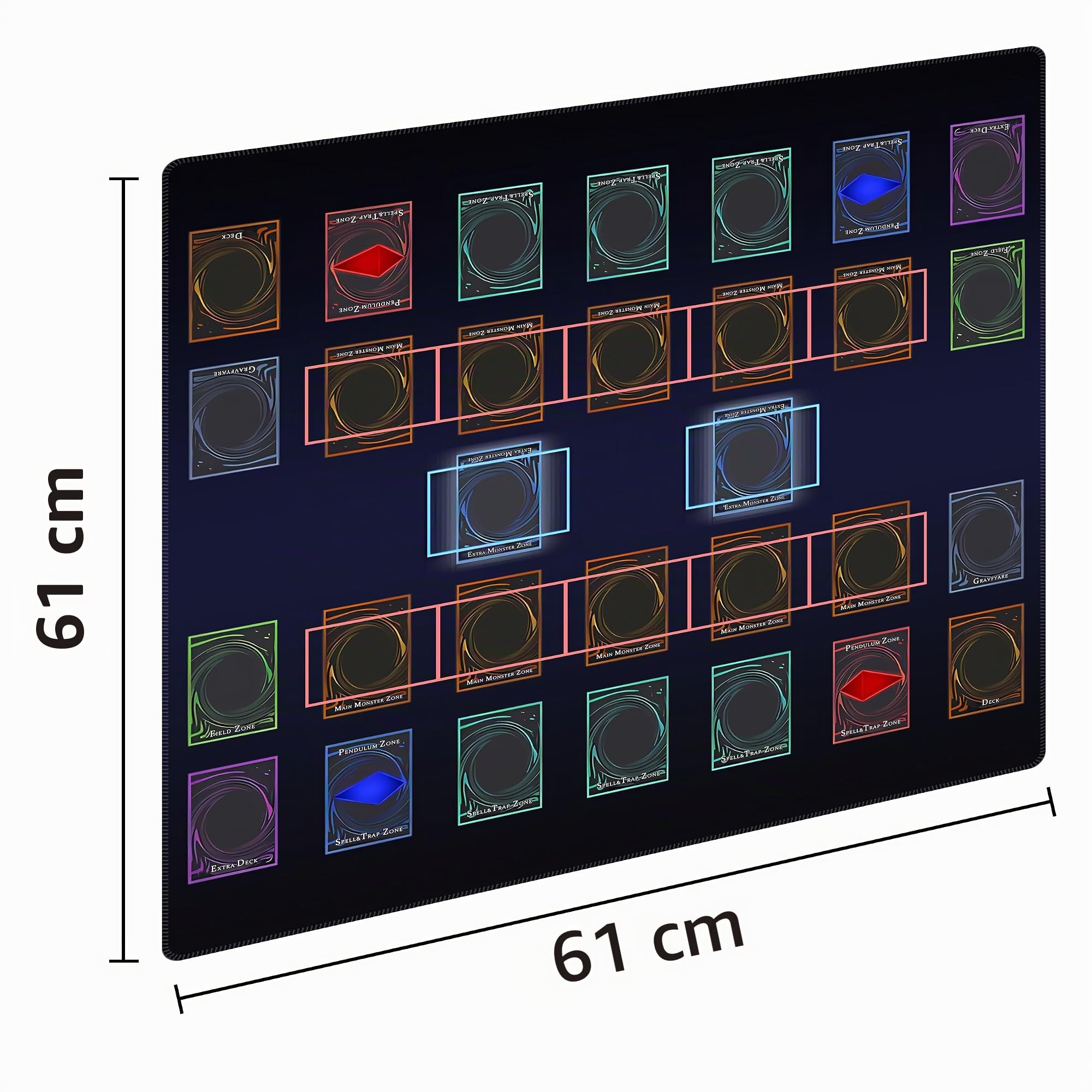Tapis de jeu cousu pour Yugioh, pour 2 joueurs, zones de duel de règles maître, grand tapis de jeu de cartes, designs artistiques originaux et accessoires (Basic4)