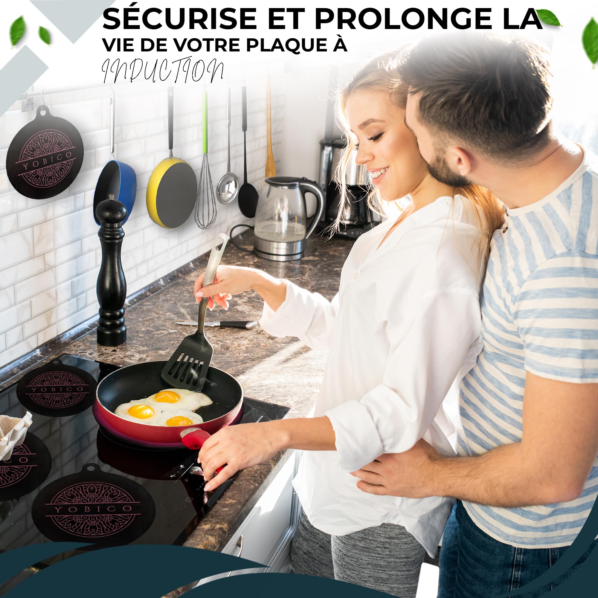 Protege Plaque Induction - Silicone - 3 Protection Plaque Induction - 24cm, 20cm, 16.5cm | Tapis Plaque Induction 3 Feux, avec Changement de Couleur Thermique | Tapis pour Plaque Induction