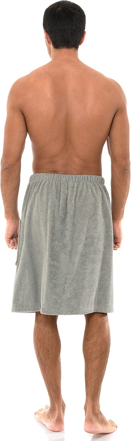 TowelSelections Mens Shower Wrap Adjustable Cotton Terry Cloth Spa Bath Towel Wrap Sauna Gym Towels for Men X-Large-XX-Large Belgian Block