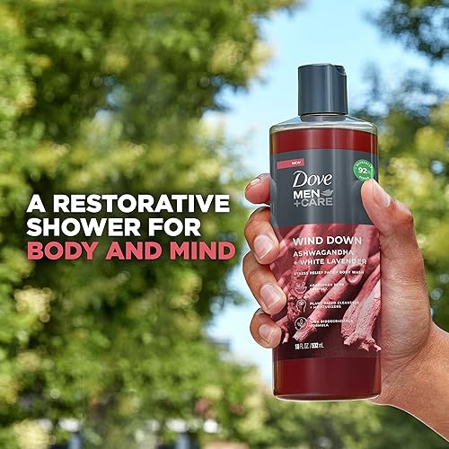 Miniatura 3 de DOVE MEN + CARE Jabón facial + cuerpo para hombre, Ashwagandha + lavanda blanca, 18 onzas, 4 unidades