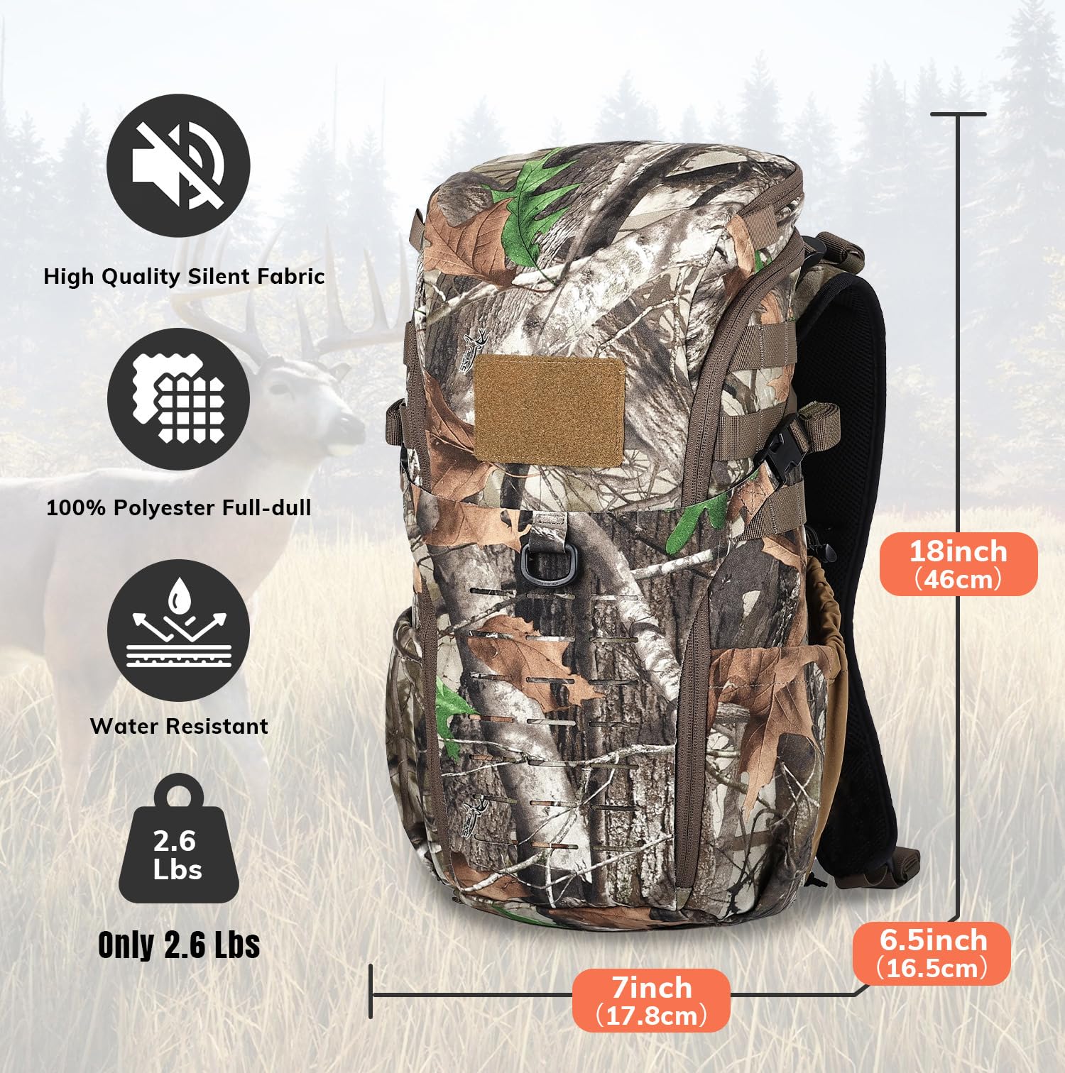 Jagd-Rucksack, wasserdicht, Camouflage, Jagdrucksack mit Regenschutz