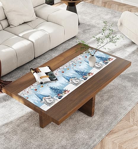 Miniatura 2 de Camino de mesa de ramas de pino de 36 pulgadas corto, de lino y algodón, para cocina, comedor, mesa de café, decoración de tocador, camino de mesa