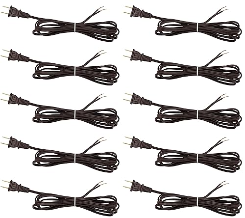 Miniatura 7 de Creative Hobbies Cable de lámpara marrón, 8 pies de largo, pieza de reparación de cable de lámpara de repuesto, cable 182 SPT-1, certificación UL (5)