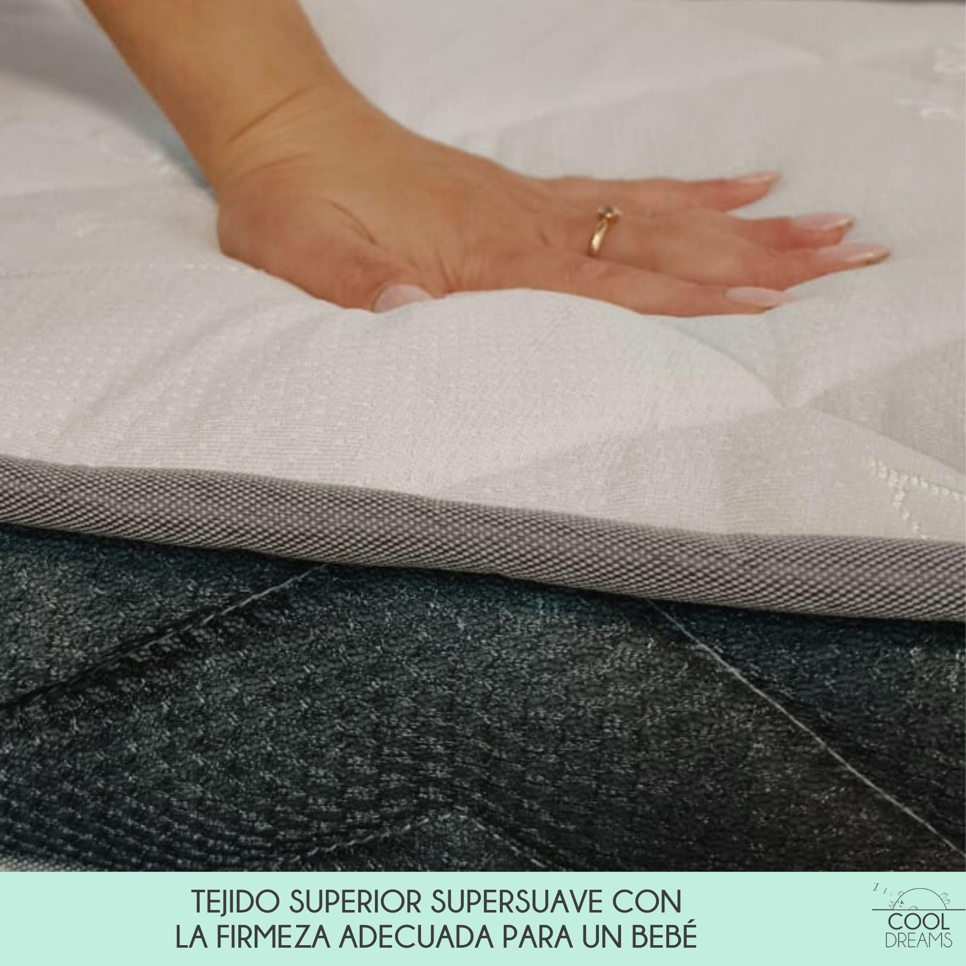 Colchón Cuna 120x60 cm Morfeo, Espuma HR de firmeza Media-Firme, Color Blanco, Certificado Oeko-Tex® y CertiPUR CoolDreams