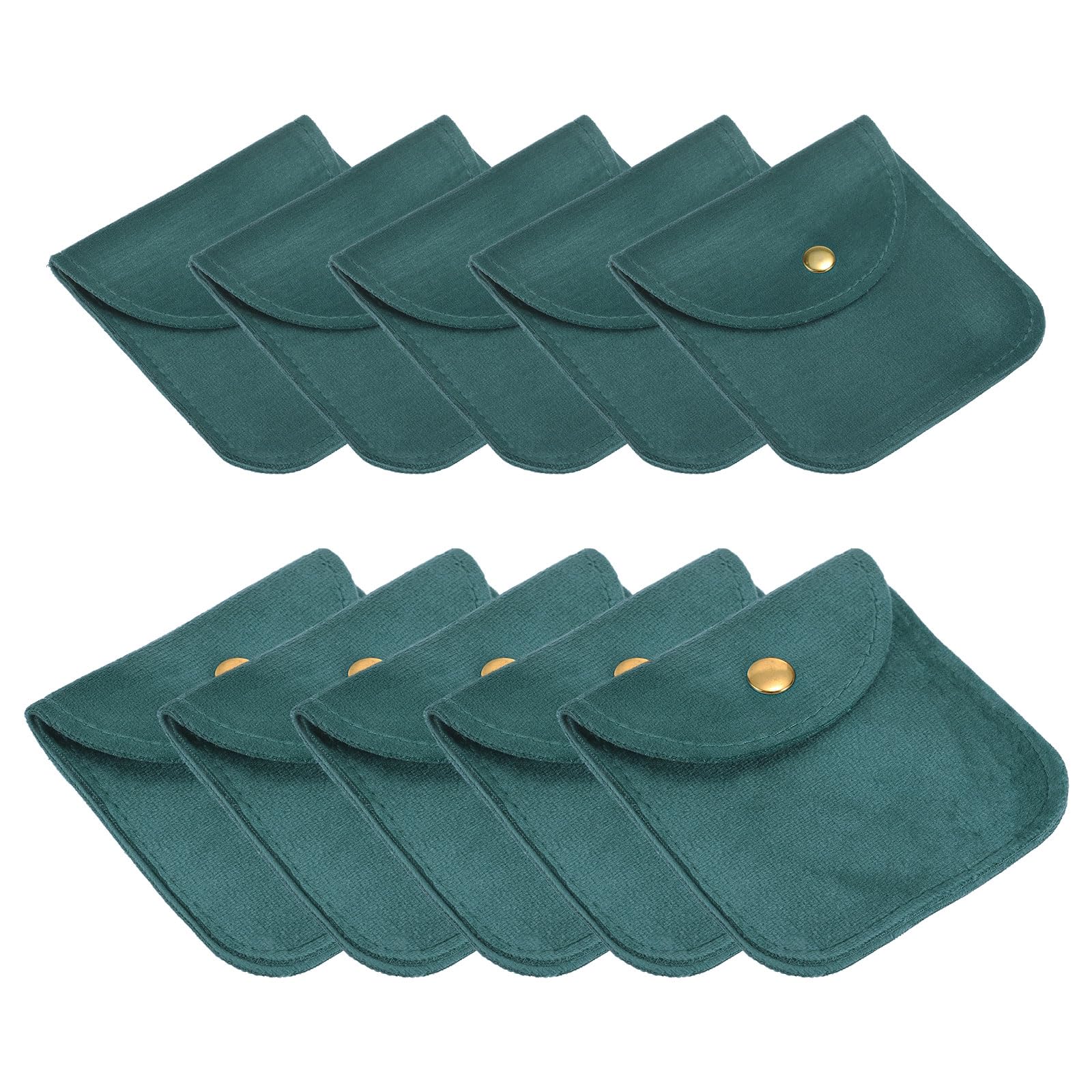 PATIKIL Jewelry Pouch, 10 Pack Soft Velvet Pouches with Snap Button Portable Storage for Rings Necklace Bracelet Earring Watch, Lake Blue(3x3, 4x4)