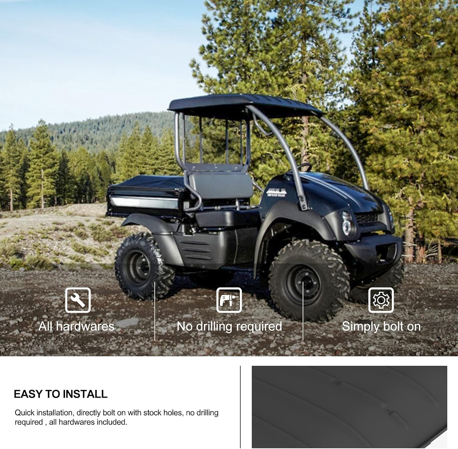 KIWI MASTER Hard Roof Top for 2016-2026 Kawasaki Mule SX Accessories 4x4 610 600 UTV Top Black, Replace OEM # KAF600-005B