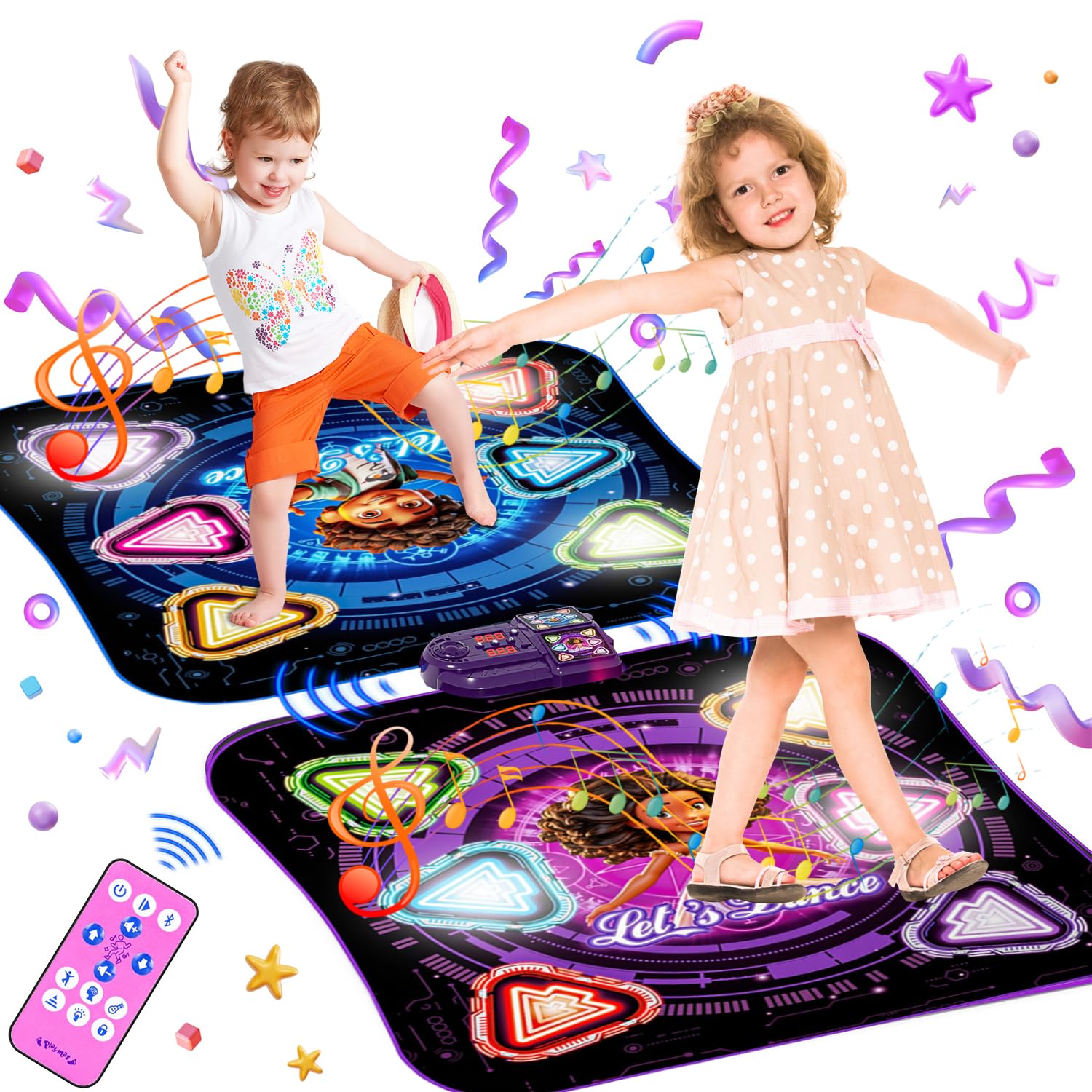 Dance Mat For Kids, Light Up 2-Player Dance Mat With Wireless Bluetooth