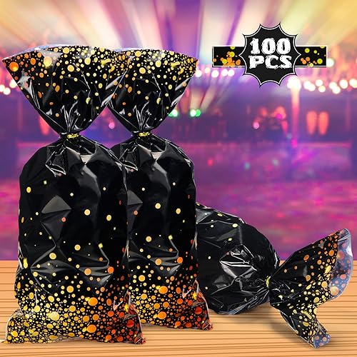 Miniatura 3 de 100 bolsas de plástico para fiestas, bolsas de regalo de celofán con 100 lazos dorados para Navidad, cumpleaños, jubilación, cóctel, boda, fiesta,