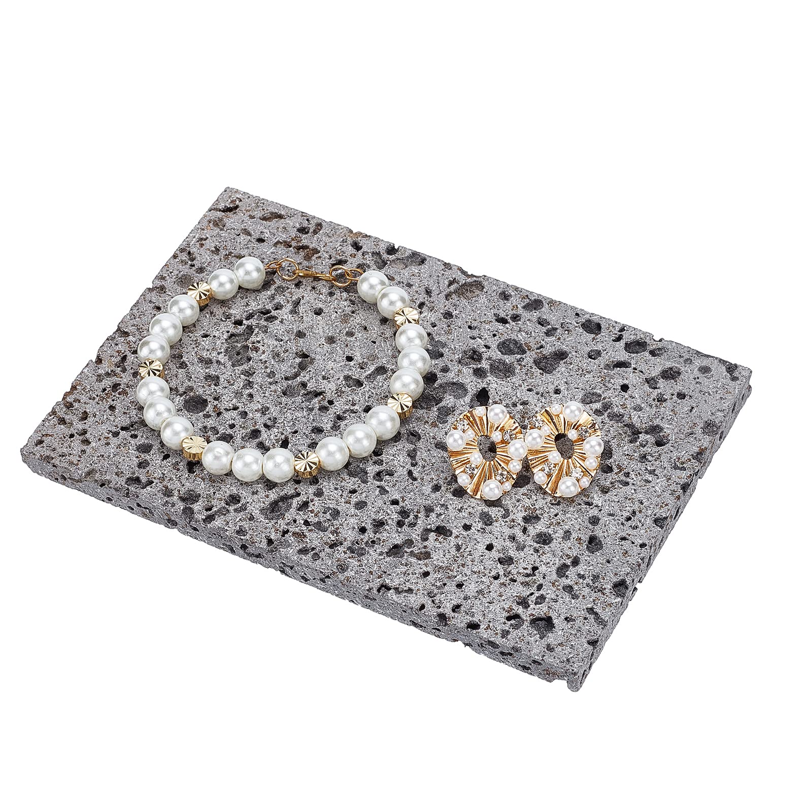 Présentoir bijoux marbre gris pour accessoires photos et décoration