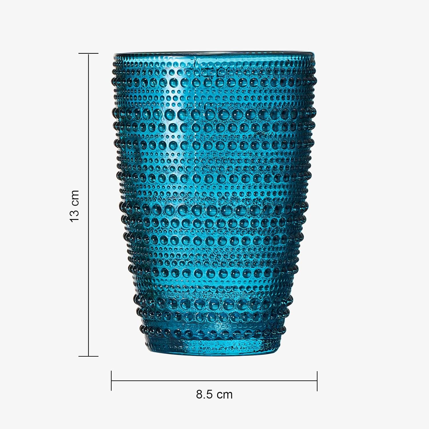 Khen Beaded Highball Tumbler Drinking Glasses Set | Set of 6 | Vintage Hobnail Bubble Design Whiskey Glassware, Old-Fashioned, Art Deco Glass for Water, Wine, Cocktail Dishwasher Safe (14.6 OZ)
