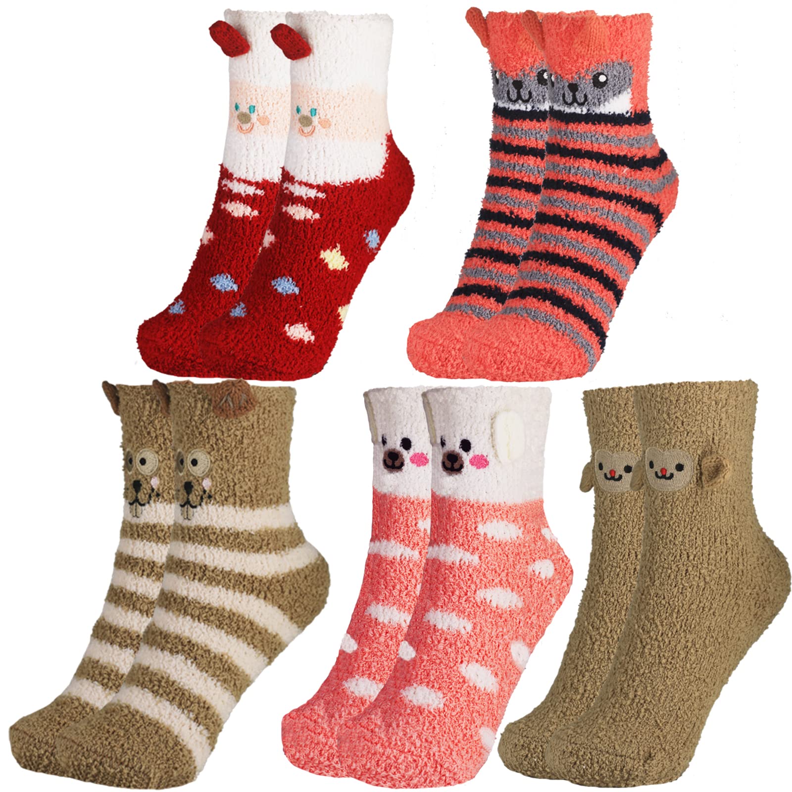 Women Christmas Socks Fluffy Xmas Sock Warm Holiday Socks for Girls Cute Funny Christmas Slipper Socks
