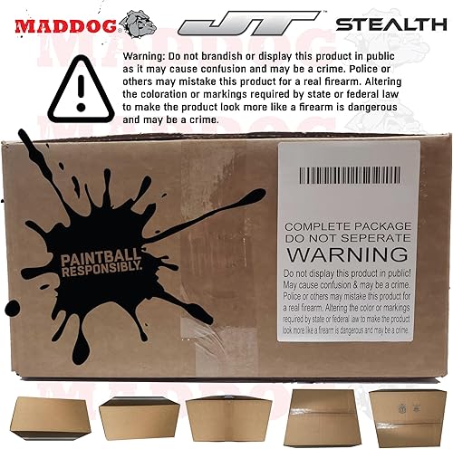 Miniatura 7 de Maddog JT Stealth Paintball Gun Marker and Accessory Starter Packages HPA  Marker, 48ci3000psi Compressed Air Tank, Mask, Hopper, Pods, Harness &