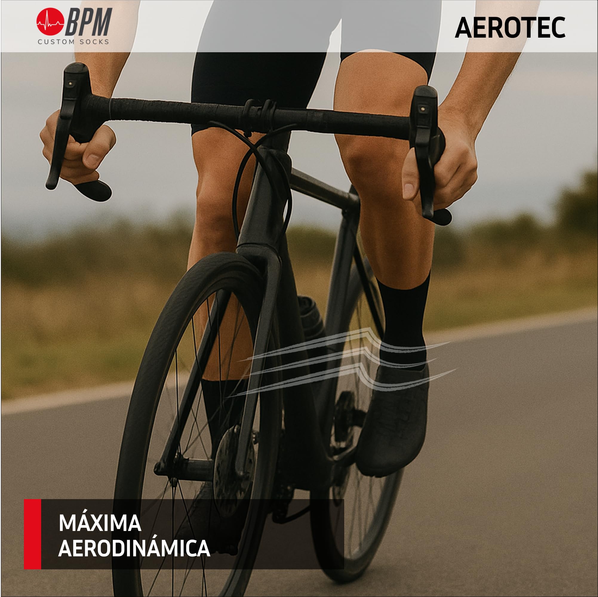 BPM Calcetines Ciclismo AEROTEC | Caña Alta Ultraelástica | Hilo Técnico de Alto Rendimiento en la Zona del Pie | Corte Láser | Made in Italy