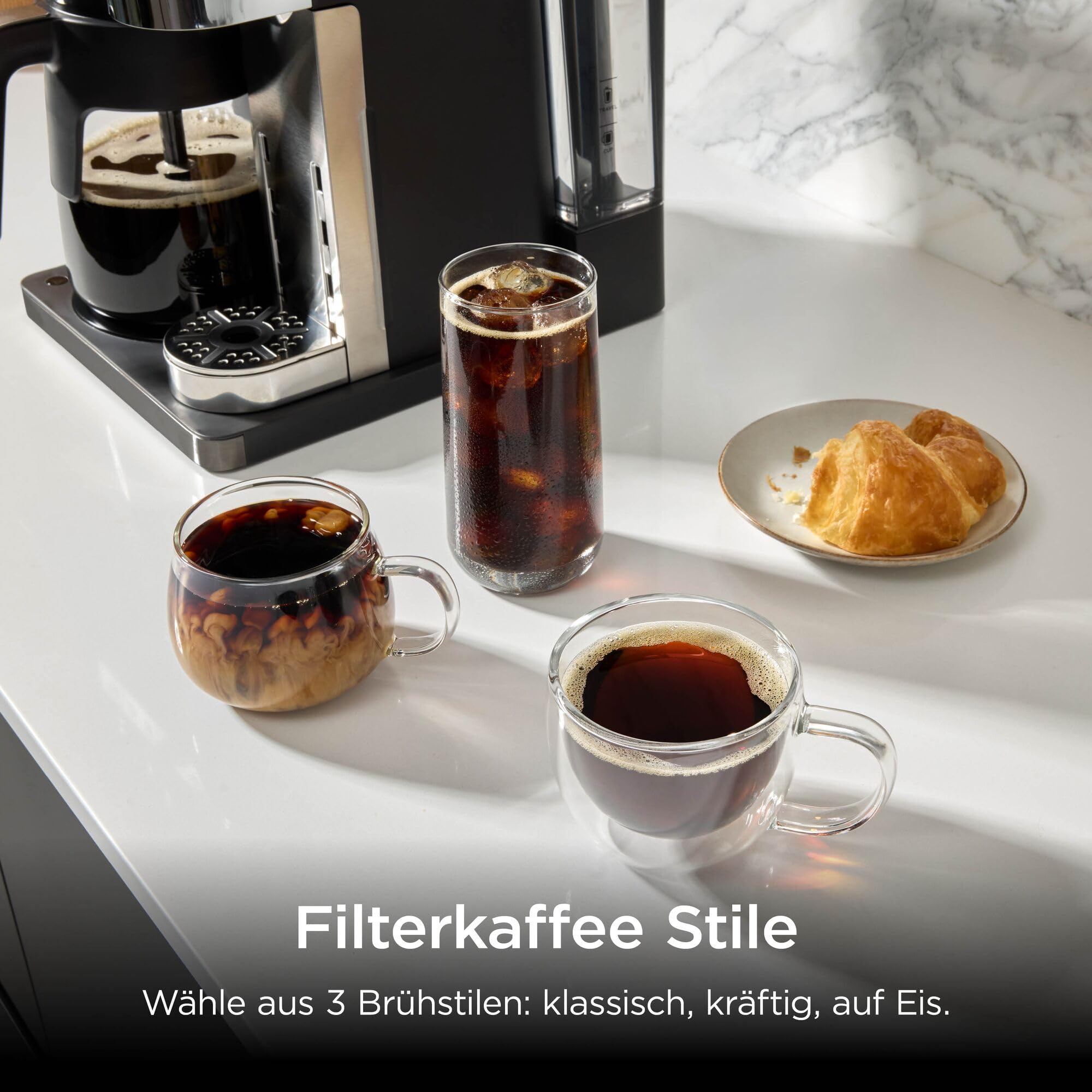 Ninja Prestige 2-in-1 Filterkaffee- und Kapselmaschine mit integriertem Milchaufschäumer, für Latte, Eiskaffee und Flat White, Grau-Metall CFN802EUGM