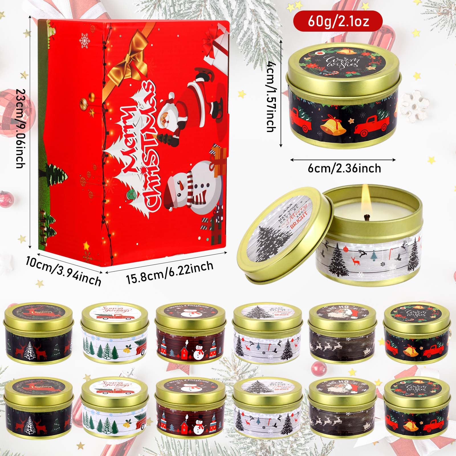 MTLEE Christmas Scented Candle Gift Set 24 Pcs Mini Soy Wax Jar Candles Bulk 2. 1oz Aromatherapy Candle Favors for Women Mom Friend Grandma Birthday Holiday Party Decor(Wood)